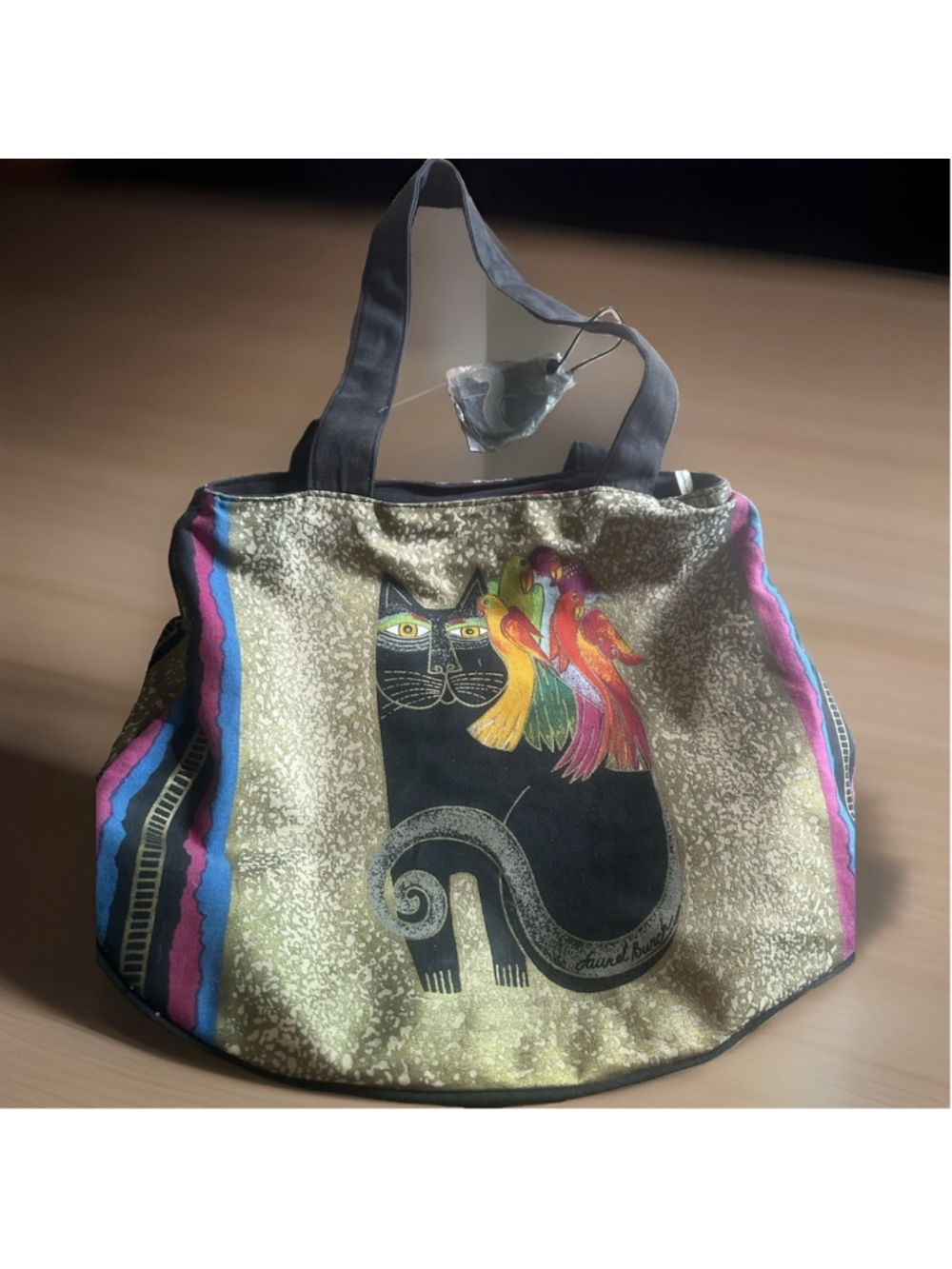 Vintage Laurel Burch Zipper Top CATMANDU Cat Bird Parrot Tote Purse Beach Bag